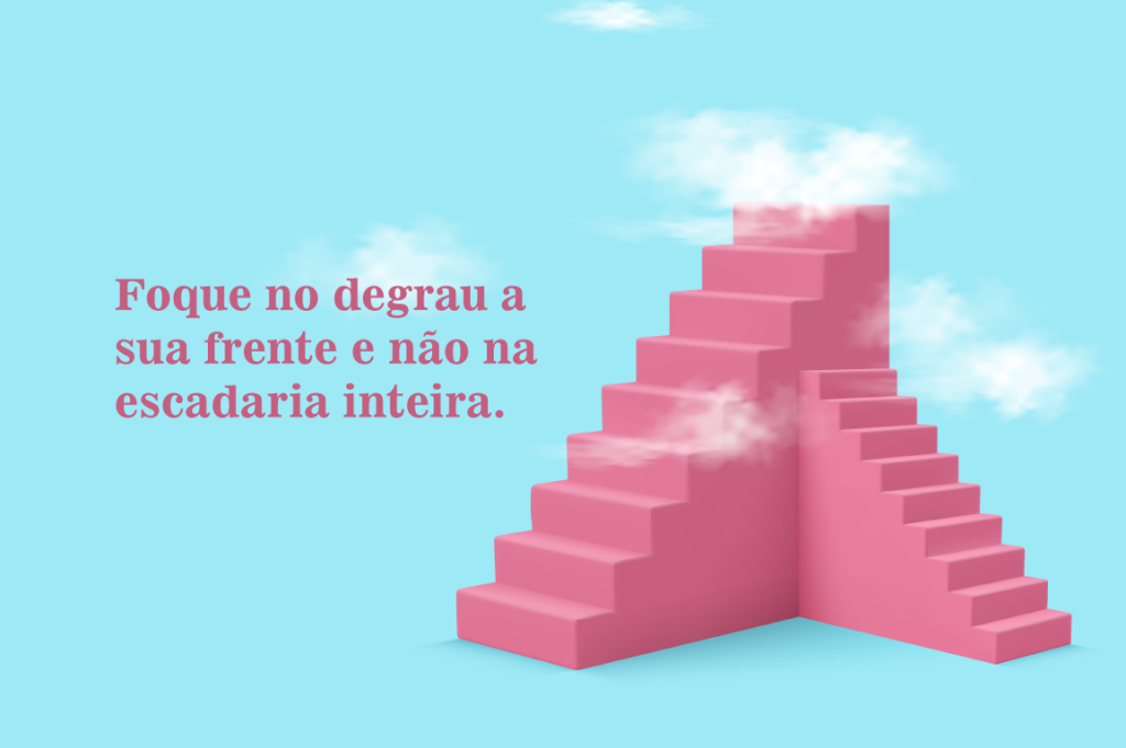 foque no degrau e não na escadaria