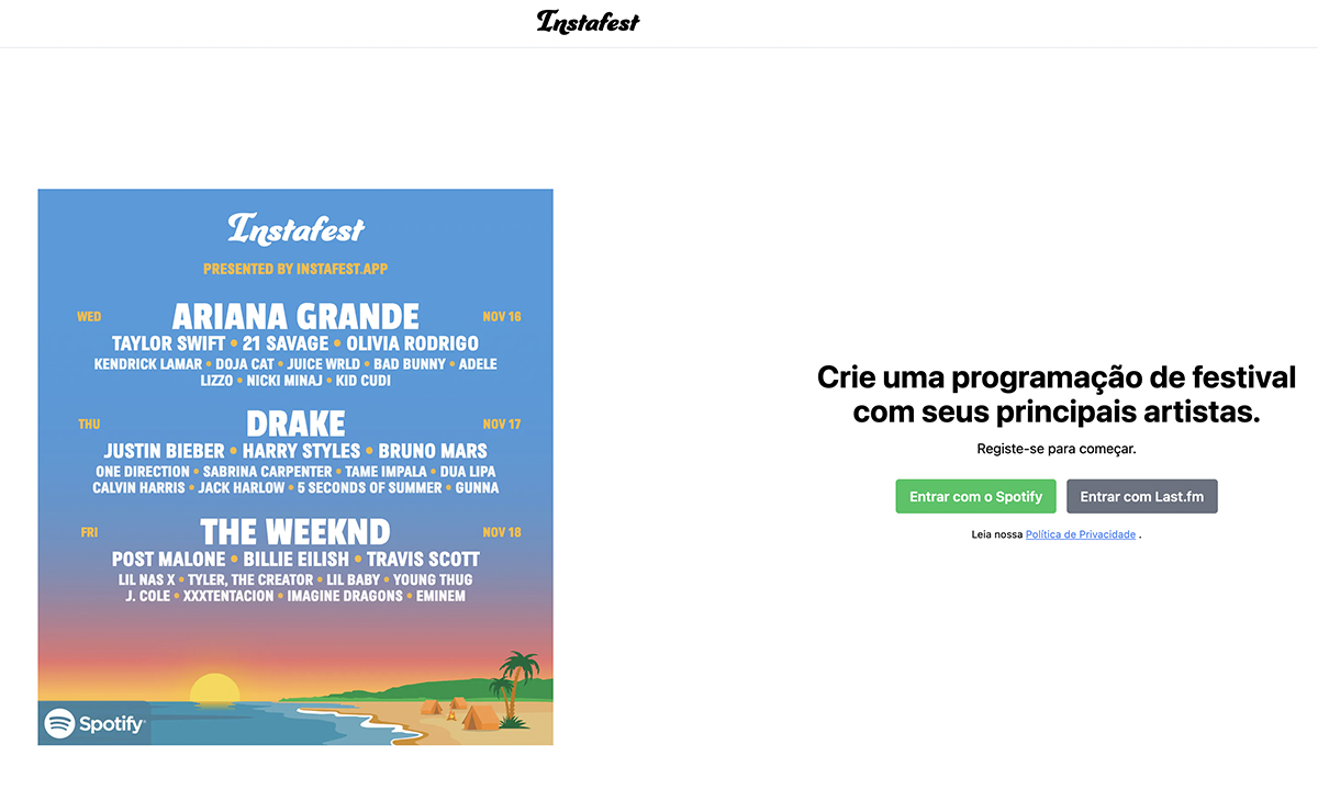Instafest: saiba como fazer line-up do Spotify