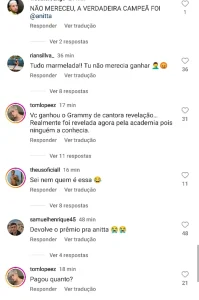 fãs de Anitta insultam ganhadora do grammy