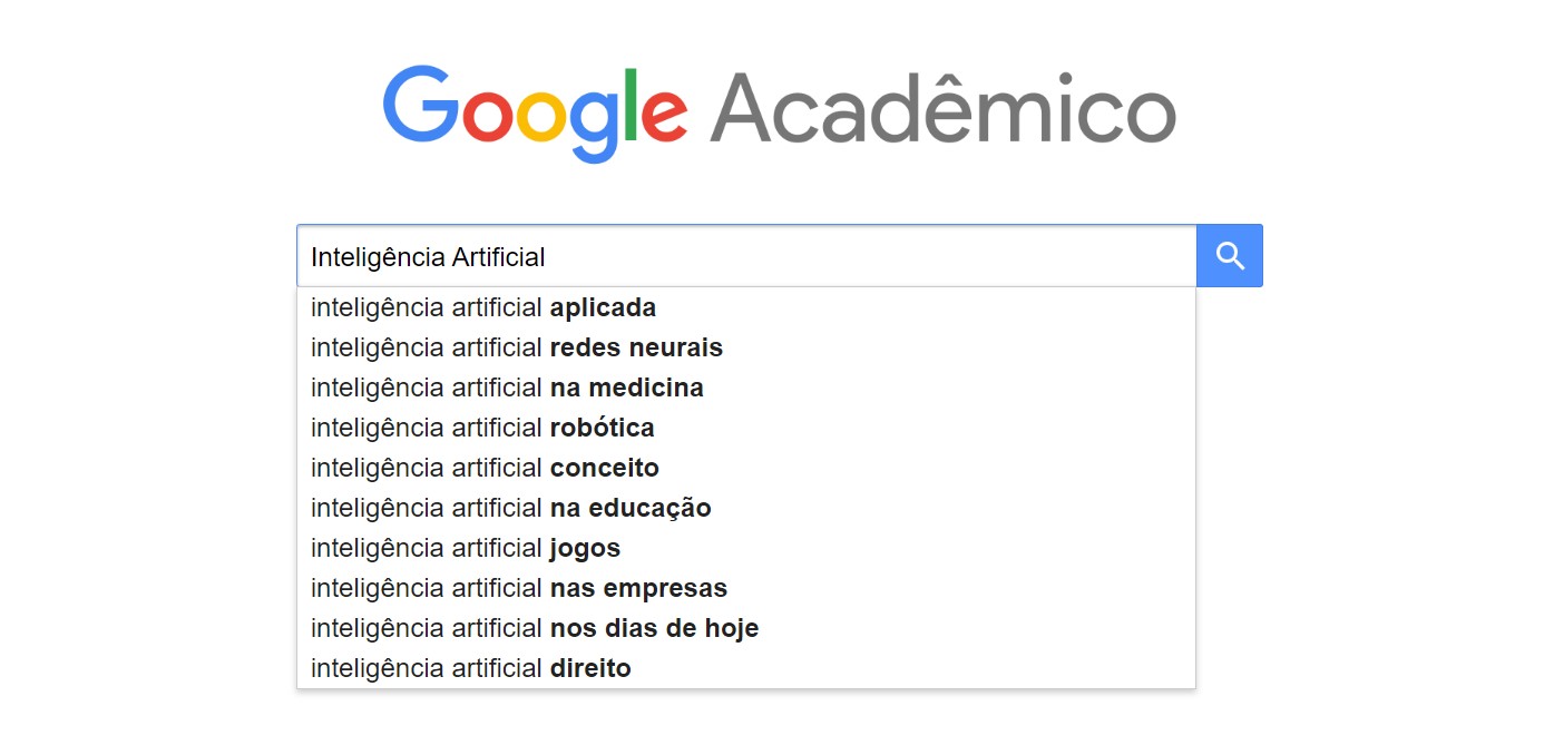 Página inicial do Google Acadêmico