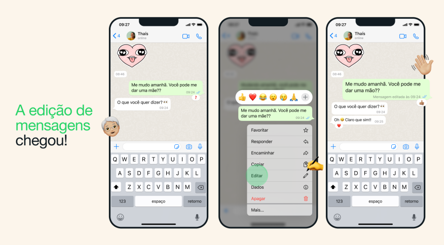 WhatsApp permite edição de mensagens