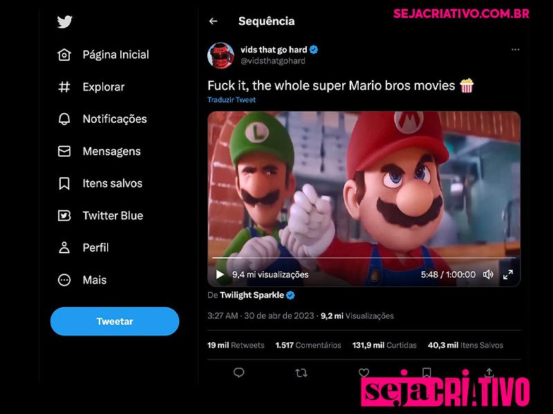 Vazamento do filme Super Mario Bros. GRÁTIS no twitter anda dando o que falar, entenda!
