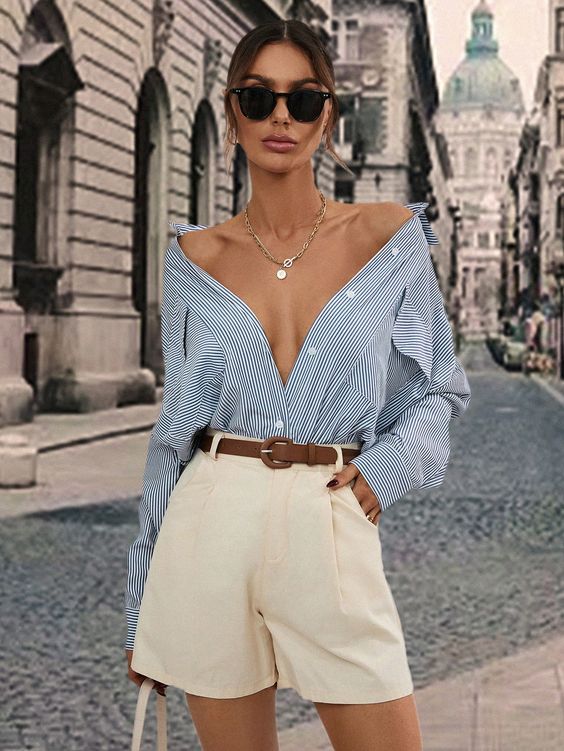 tendência do momento: camisa listrada azul e branca