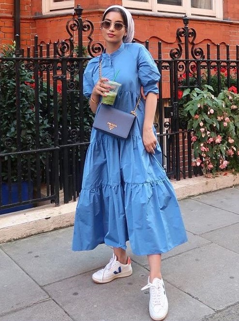 tênis vert com vestido