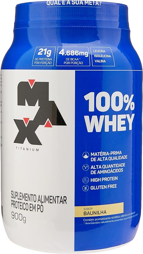 100% Whey - 900G Baunilha - Max Titanium, Max Titanium